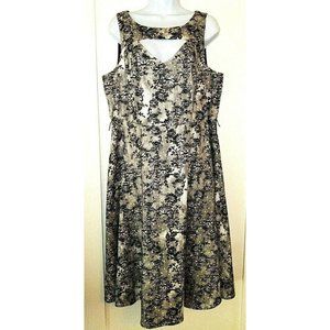 TORRID 12 Ivory Cotton w/Black Floral & Lace Pattern Back Zipper Lined Dress